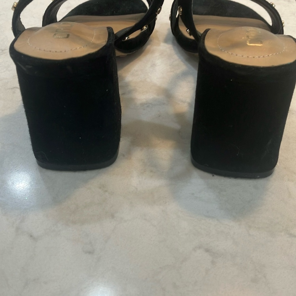 Chico's Black Suede Studded Women's Sandals Chunky Heel Sz‎ 7.5- W/ Box- EUC - Picture 7 of 11